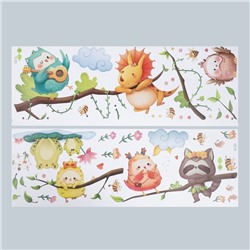 Наклейка интерьерная цветная «Концерт зверят в лесу», набор 2 листа, 30×90 см