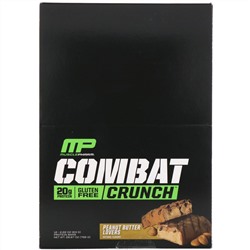 MusclePharm, Combat Crunch, с арахисовым маслом, 12 батончиков, по 2,22 унции (63 г) каждый
