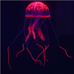 Декор для аквариума «Медуза», 5×5×15 см, с неоновым эффектом, силикон, розовая