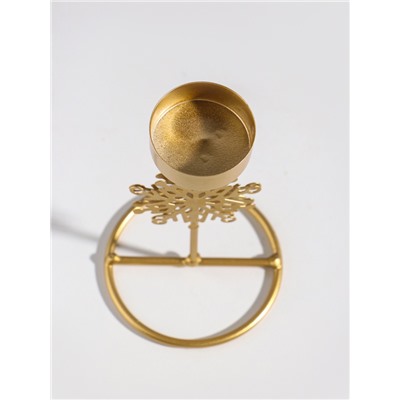 Подсвечник на 1 свечу «Снежинка», металл под золото, d=4.5 см, 8.5×8.5×16 см