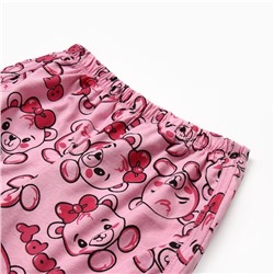 Комплект для девочки домашний (футболка/шорты) "Мишки", цвет розовый, рост 104