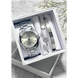 Подарочный набор для женщин часы, 2 браслета + коробка #22853311