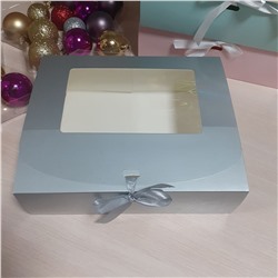 Подарочная коробка серебро 24х20х7см