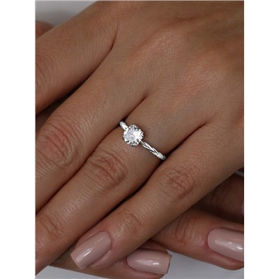 Кольцо из серебра с фианитом родированное 925 пробы К-7299р200