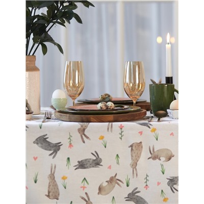 Скатерть пасхальная «Доляна» Fluffy bunnies, 110×144 см, 100% хлопок, 164 г/м²