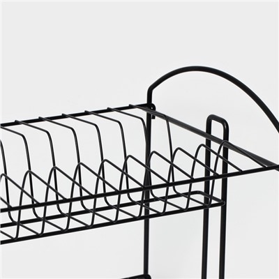 Сушилка для посуды с поддоном 2-х ярусная, разборная, 39.5×24×29.5 см, чёрная