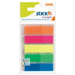 Закладки с клеевым краем Stick`n 12х45 мм 5цв х 25шт пластиковые 21050 (822602) Hopax