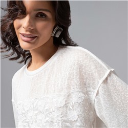 Футболка комбинированная с вышивкой, Буду тебе сниться (айвори)