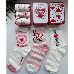 Подарочные женские носки в железной коробке