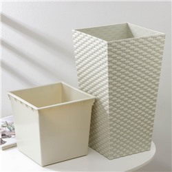 Кашпо для цветов со вставкой «Ротанг», 13 л, вставка 4.9 л, белое