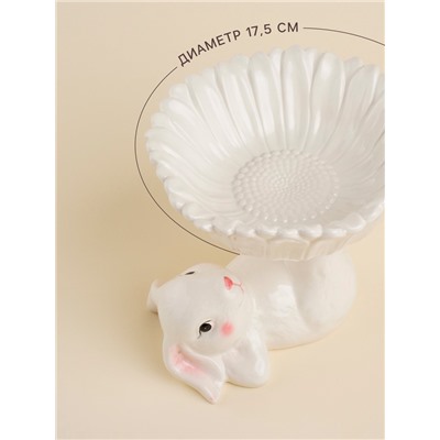 Конфетница SL Home «Лесные кролики», 19×17.5×15 см, керамика, белая