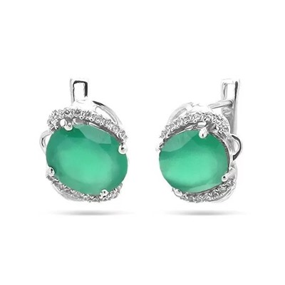 Серьги из серебра зеленый агат, Ариэнна