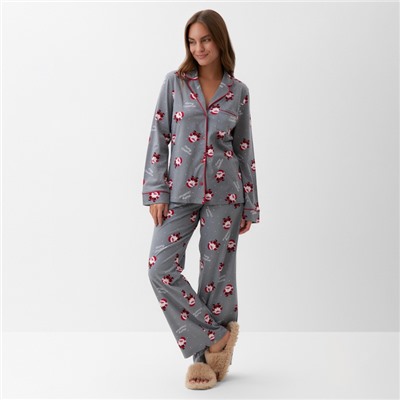 Пижама новогодняя женская (рубашка, брюки) KAFTAN «Дед мороз», размер 40-42