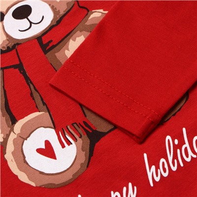 Пижама детская (лонгслив и брюки) KAFTAN «Мишка в шарфе» размер 28 (86-92 см)