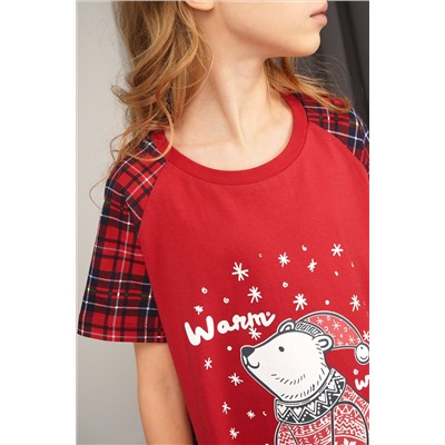 Новогодняя сорочка для девочки из хлопка Happyfox