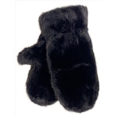 Зимние меховые женские варежки,  цвет  черный