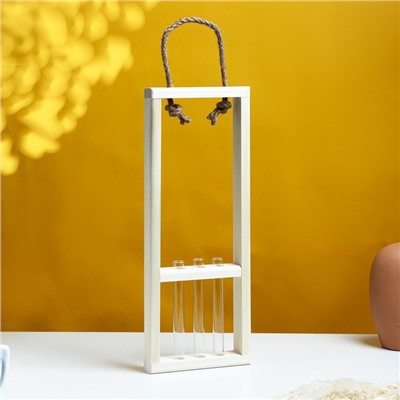 Подарочный ящик «Рамка», 46×15×4 см, деревянный, 3 колбы, ручка - верёвка