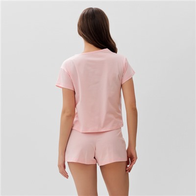 Пижама женская (футболка, шорты) KAFTAN Hello, размер 44-46, розовая
