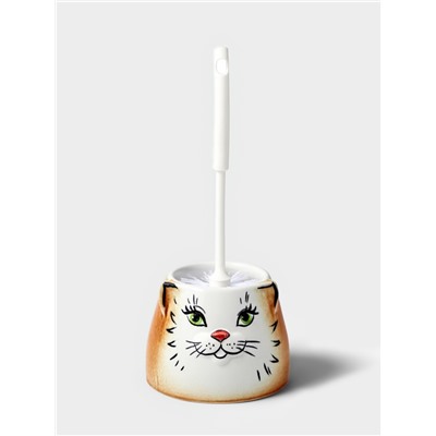 Ёршик для унитаза с подставкой «Кошка», фарфор, МИКС