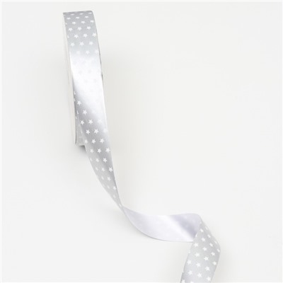 Лента новогодняя для декора и подарков, серебро «Звезды», 2 см × 45 м