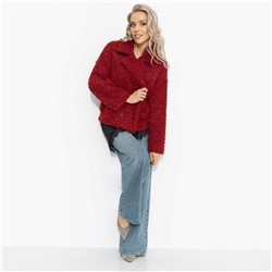 Полупальто из мягкого экомеха, Слишком заметна (красный закат, oversize, 42-48)