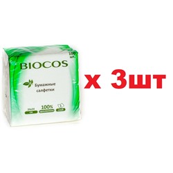 Biocos Бумажные салфетки 100шт белые 3шт