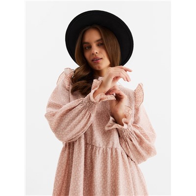 Платье мини женское с рюшами MIST, размер 44, розовое