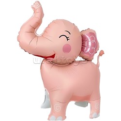 Шар 3D (25''/64 см) Фигура, Слоник, Розовый, Сатин, 1 шт. в уп.