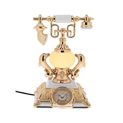 УЦЕНКА Часы - светильник «Ретро - телефон», белый, с будильником, 28.5×18×18 см