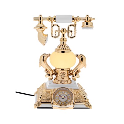 УЦЕНКА Часы - светильник «Ретро - телефон», белый, с будильником, 28.5×18×18 см