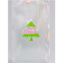 Коробка подарочная новогодняя складная ПВХ «Веселый Дед Мороз» 6×6×10 см