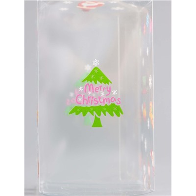 Коробка подарочная новогодняя складная ПВХ «Веселый Дед Мороз» 6×6×10 см