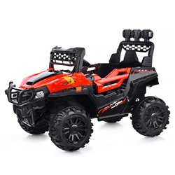 Электромобиль "Багги кросс" с р/у управлением, четырехколесный, двухместный, двойной привод (красный)