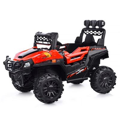 Электромобиль "Багги кросс" с р/у управлением, четырехколесный, двухместный, двойной привод (красный)