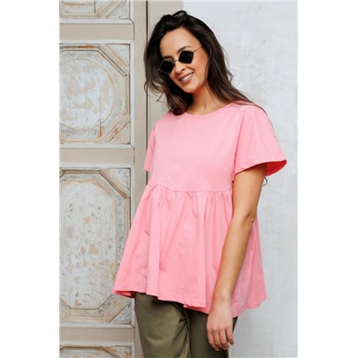 Футболка трикотажная с баской 179 (Розовый)