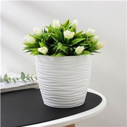 Горшок для цветов с поддоном «Дюна», 1.7 л, пластиковый, белый