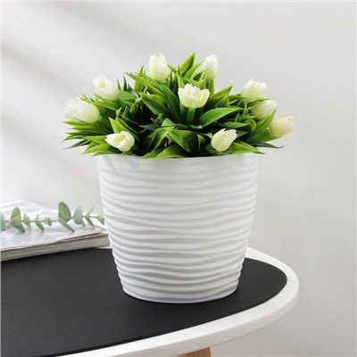 Горшок для цветов с поддоном «Дюна», 1.7 л, пластиковый, белый