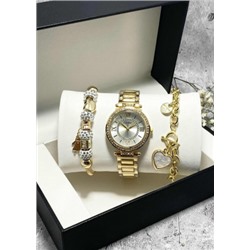 Подарочный набор для женщин часы, 2 браслета + коробка #22853042