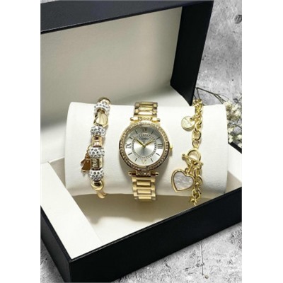 Подарочный набор для женщин часы, 2 браслета + коробка #22853042
