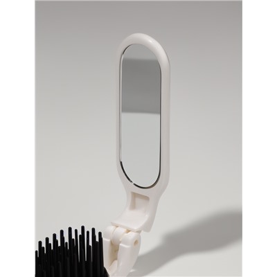 Расчёска массажная, складная, с зеркалом, 3×10 см, белая