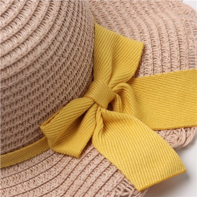 Шляпа для девочки с бантом MINAKU, размер 52, розовая