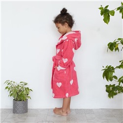 Халат махровый детский Крошка Я «Сердечки» размер 34, цвет розовый, 100% хлопок 360 г/м2
