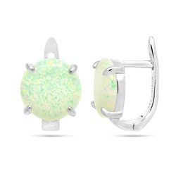 Серьги из серебра опал белый, МОВ0326