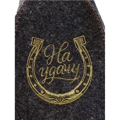 Шапка для бани и сауны «На удачу», шерсть 50%, полиэфир 50%, серая