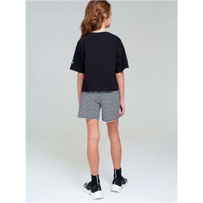 Комплект трикотажный для девочек: фуфайка (футболка), шорты