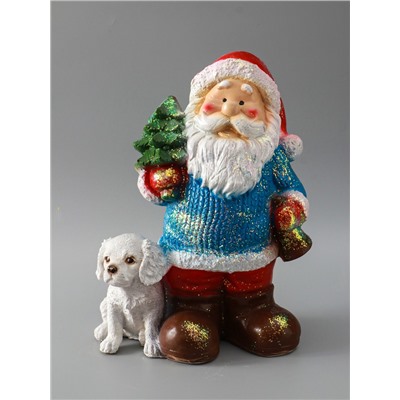 УЦЕНКА Фигура "Дед мороз с елкой" с блестками 37см