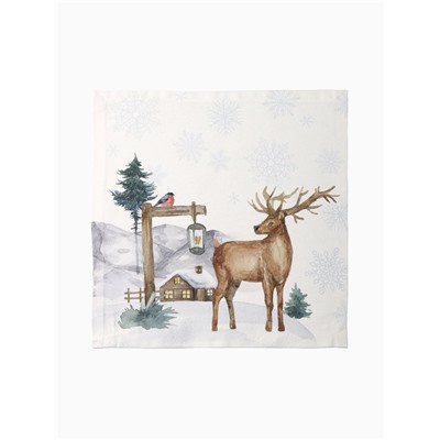 Набор салфеток сервировочных «Этель» Forest animals, 4 шт., белые, 40×40 см