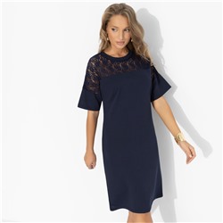 Платье-футляр комбинированное с кружевом, Модный эверест