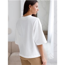 Футболка из тонкого эластичного футера со шнуром внизу