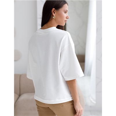 Футболка из тонкого эластичного футера со шнуром внизу